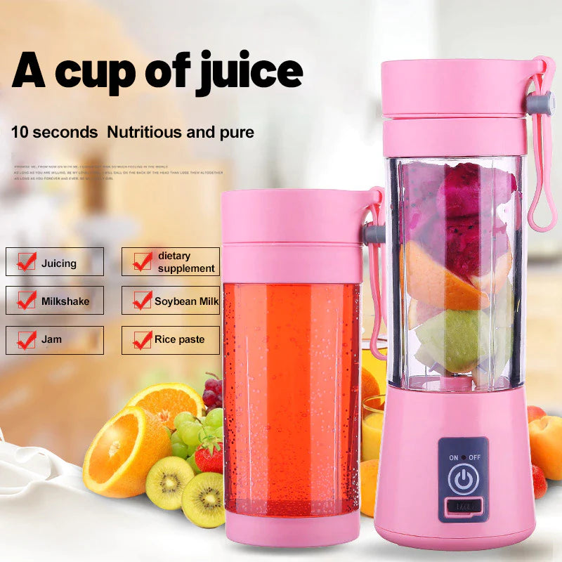 USB Rechargeable Mini Portable Blender - 6 Blades Fruit Juice Mixer & Milkshake Cup