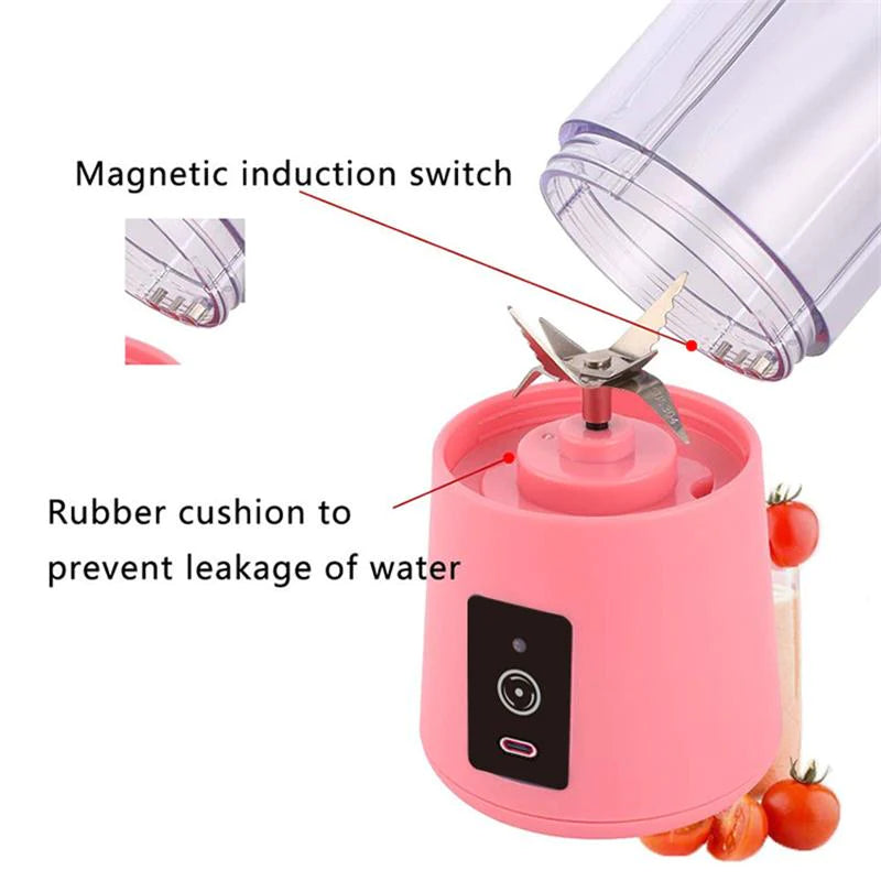 USB Rechargeable Mini Portable Blender - 6 Blades Fruit Juice Mixer & Milkshake Cup