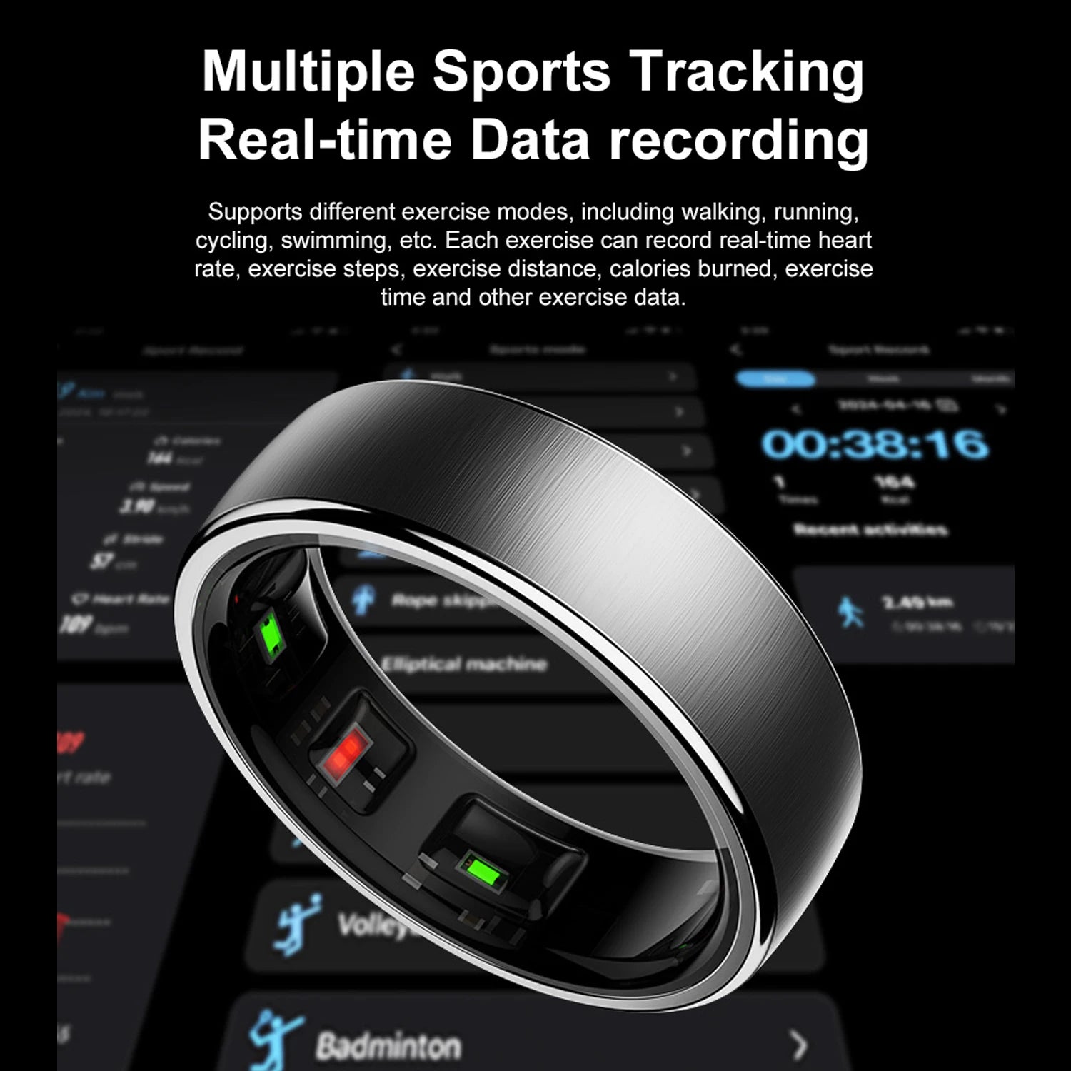 R10 Smart Fitness Ring with Charging Dock - Health Tracking, Sleep Monitoring & Waterproof for Men and Women - 5ATM Multi-Sport Modes