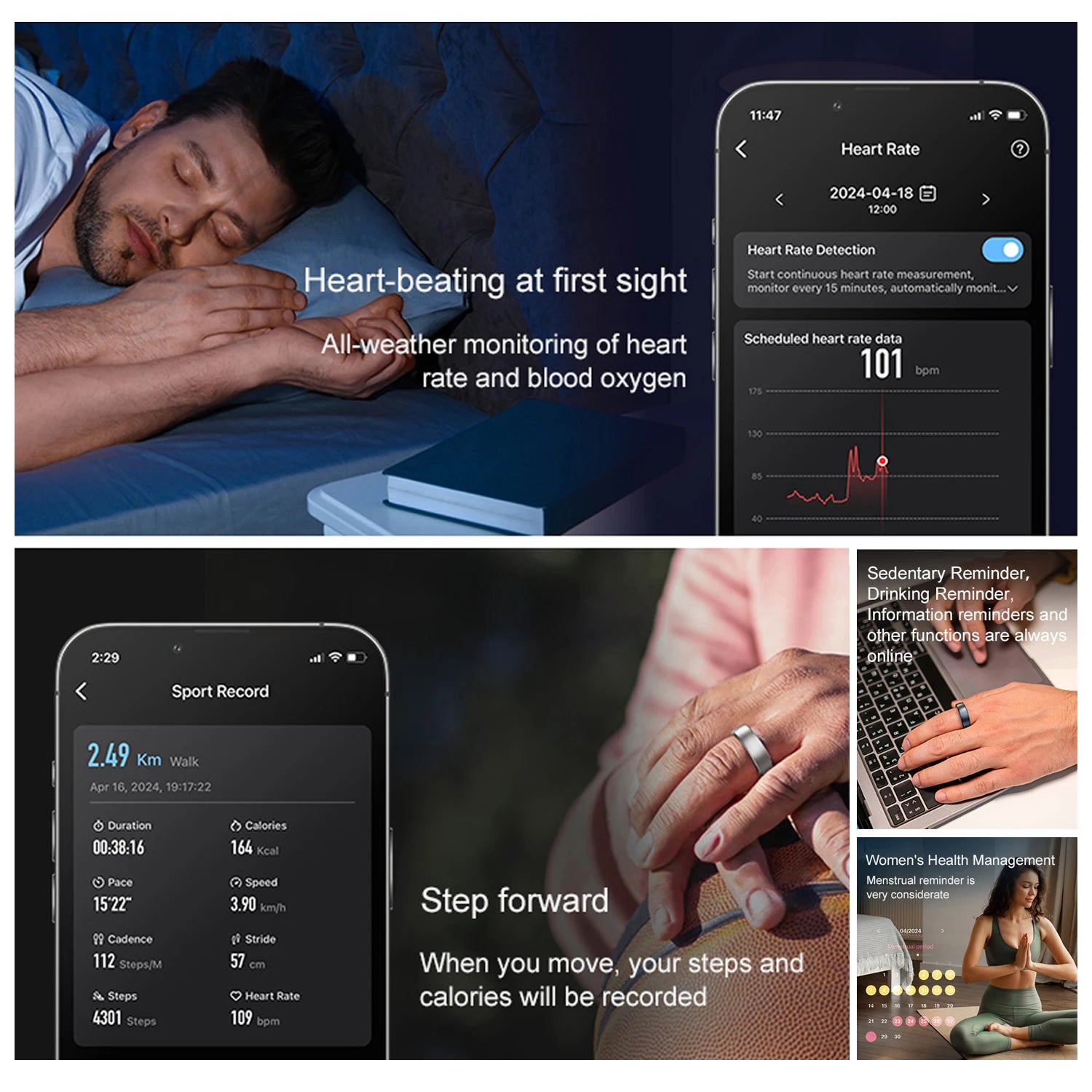 R10 Smart Fitness Ring with Charging Dock - Health Tracking, Sleep Monitoring & Waterproof for Men and Women - 5ATM Multi-Sport Modes