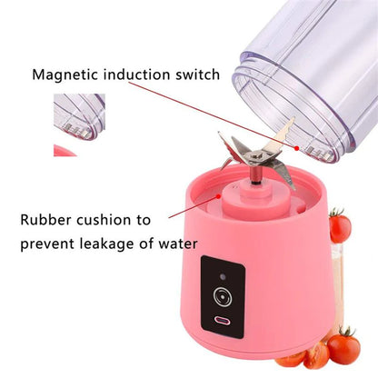 USB Rechargeable Mini Portable Blender - 6 Blades Fruit Juice Mixer & Milkshake Cup